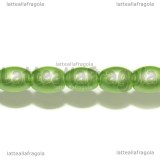 5 Perle a Botte in Vetro Verde 9x6mm